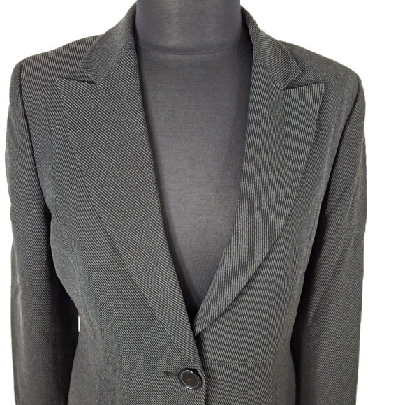 Anne Klein Tailored One Button Career Suit Blazer Jacket Sz 12 Lined Vintage - Picture 5 of 15
